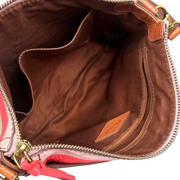 Fossil Leather Crossbody Hand Bag Multicolor Stripe Boho Retro Purse Y2K Rainbow - Picture 6 of 16